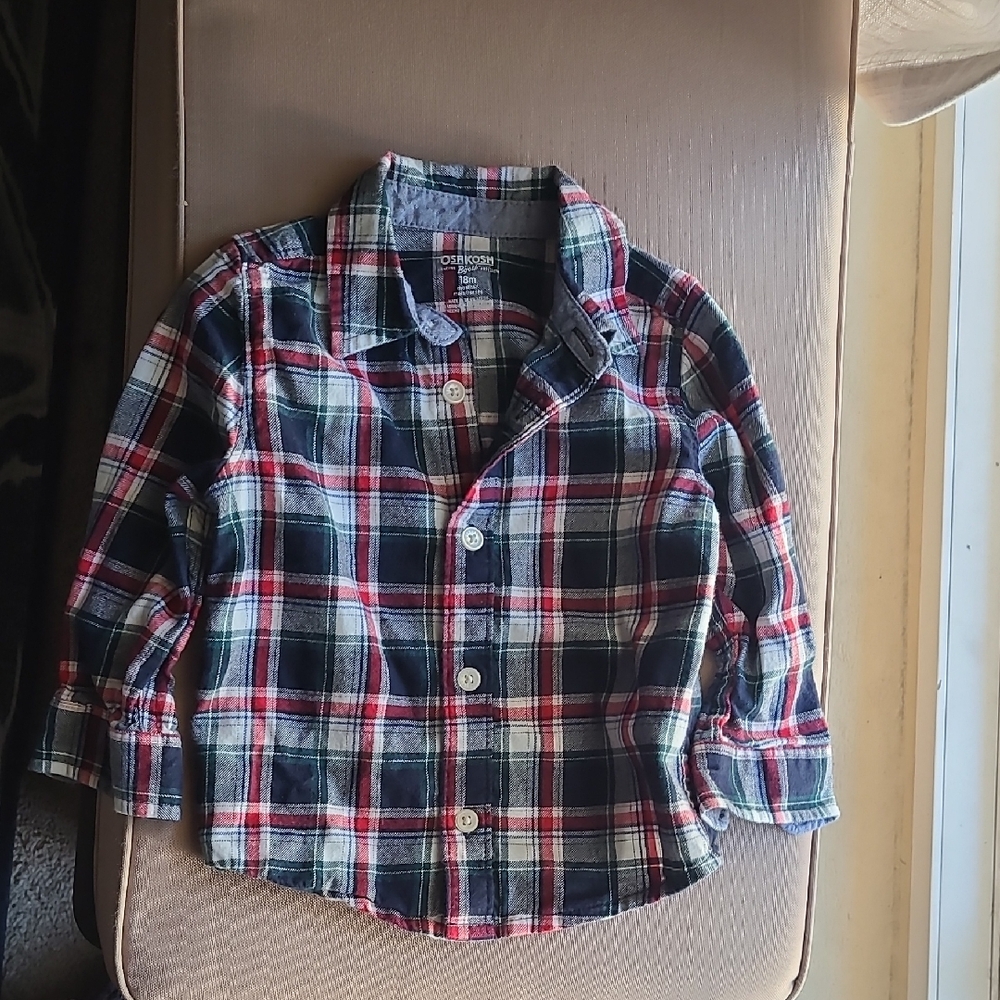 Kids Plaid Button-Up Shirt - Red, Blue, and White